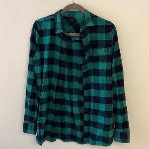 J Crew green and navy flannel